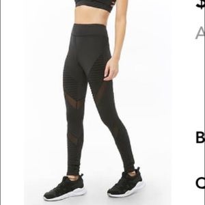Forever 21 Black motto mesh cutout active leggings